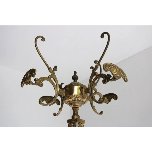 Stunning Vintage Italian Ornate Brass and Marble Coat Hat Rack Hall Tree (1950s-1960s) Enrich your entryway or dressing...