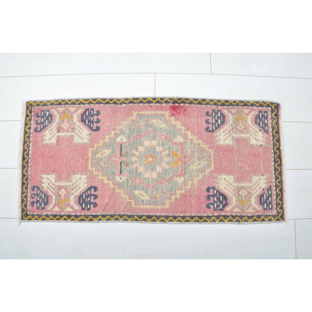 1960s Handmade wool and cotton rug in Turkish Anatolian Small Rug, Vintage Doormat Rug, Turkish Decorative Rug, Handmade...