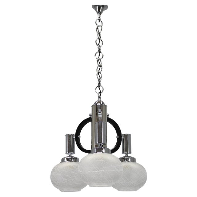 Italian Gold Glass Chandelier, 1970s For Sale