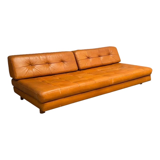 Vintage Cognac Leather Daybed, 1960s For Sale