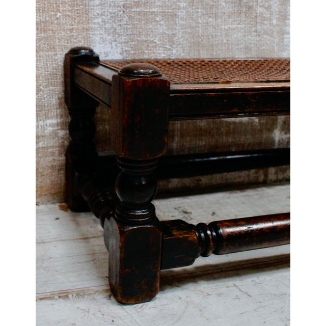 Early 20th Century Antique Oak Rattan Stool, 1900 For Sale - Image 5 of 13
