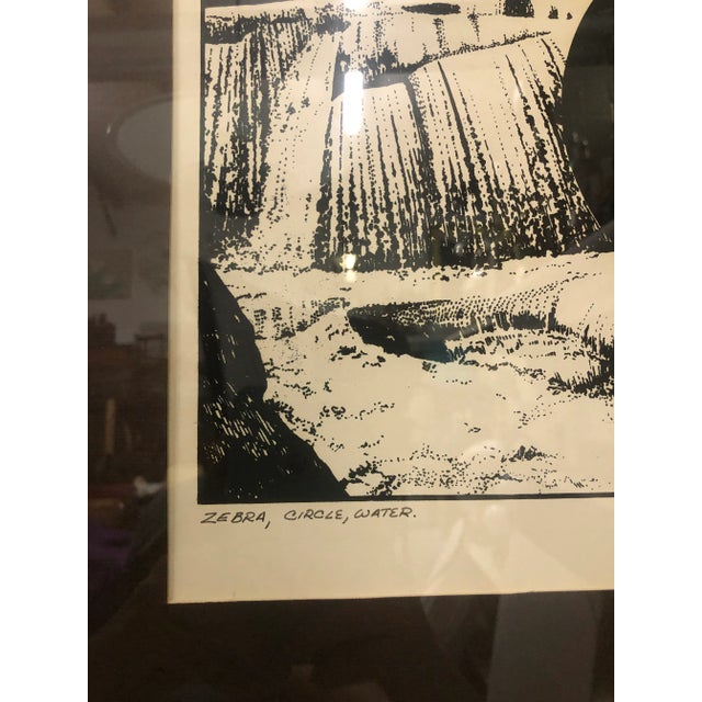 Mid-Century Modern "Zebra, Circle, Water" Vintage 1970s Framed Print For Sale - Image 3 of 10
