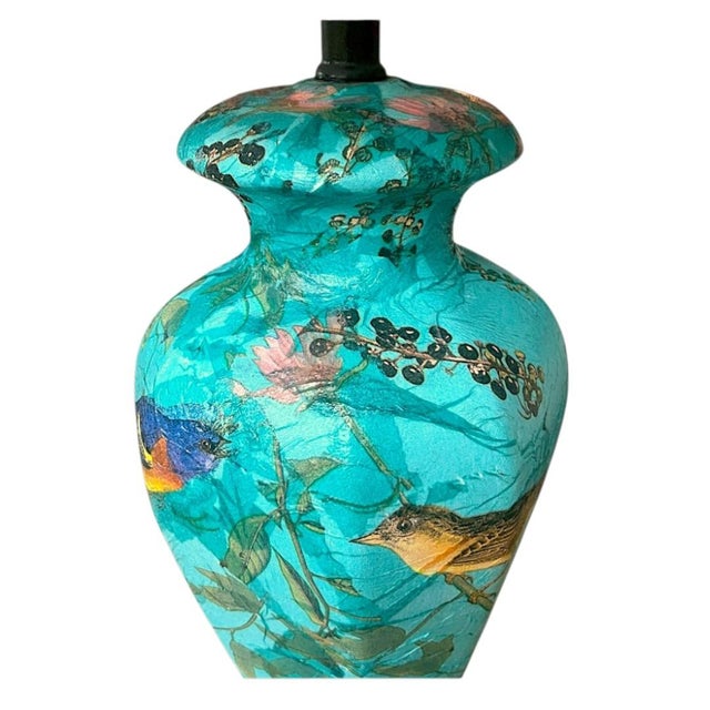 Table Lamp in a Beautiful Victorian Bird and Floral Pattern For Sale - Image 9 of 14