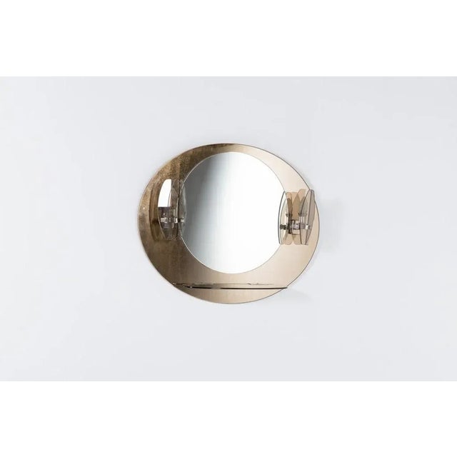 Mid-Century Italian Modern Wall Mirror With Sconces from Veca, 1960s For Sale - Image 3 of 8