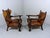 Set of Antique Leather Armchairs with Carps Print, 1890s For Sale - Image 4 of 18