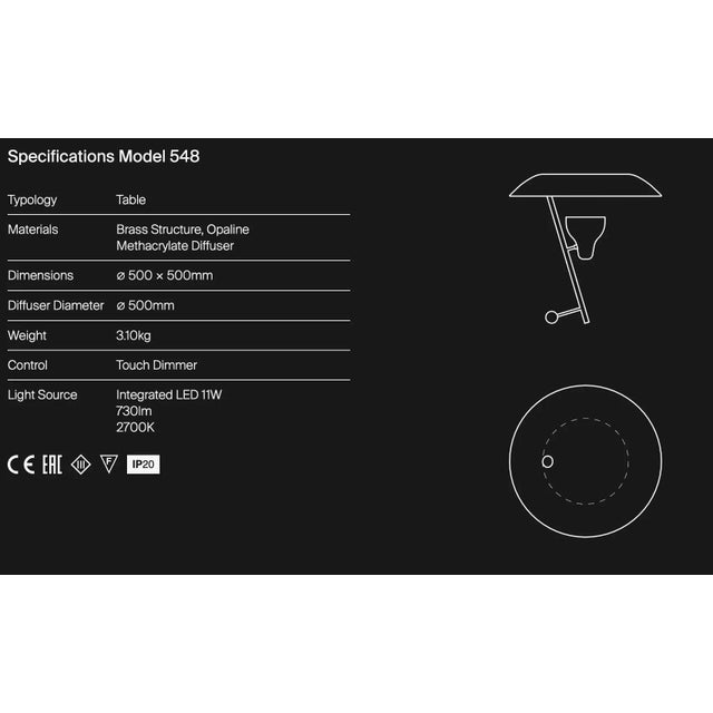 Gino Sarfatti Model #548 Table Lamp in Orange and Burnished Brass For Sale - Image 11 of 12