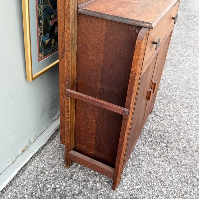 Brown Antique Tiger Oak Hall Tree For Sale - Image 8 of 12