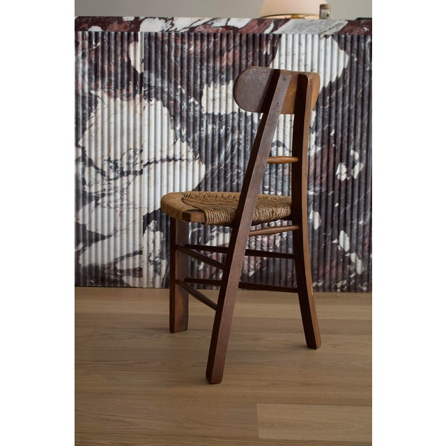 Brown Architectural Oak & Rush Chair, Early 20th Century For Sale - Image 8 of 10