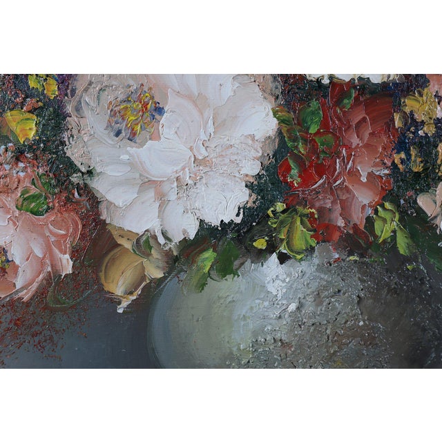 Edmond Sanders, Vase with Flowers, 1950s, Oil on Canvas, Framed For Sale - Image 4 of 11