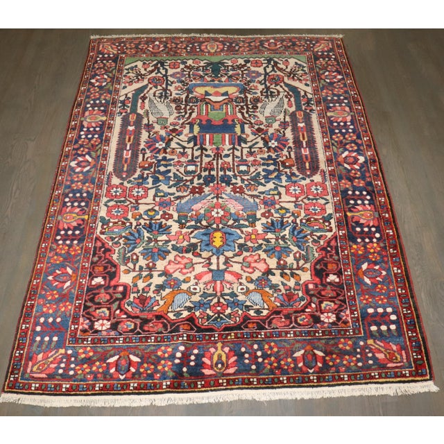 Antique Zabihi Collection Jewel Toned Persian Bakhtiari Rug - A Pair - 4'9" x 7' For Sale - Image 4 of 8