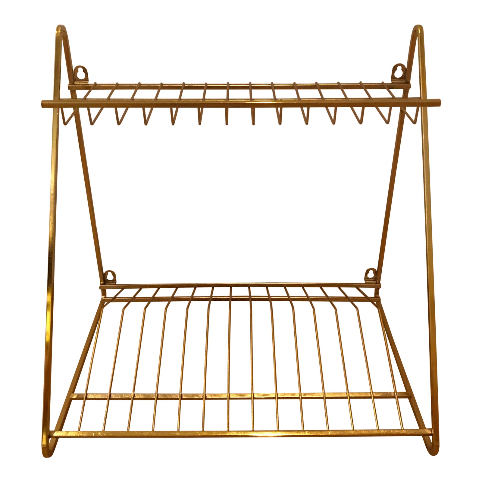 Cb2 Gold Wall Mounted Dish Drying Rack Chairish