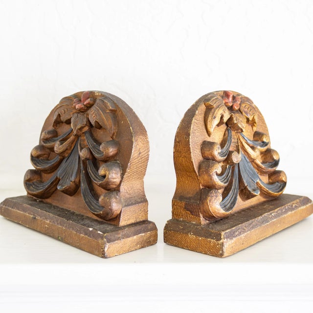 Victorian Wood and Resin Rustic Gold Bookends For Sale - Image 11 of 12