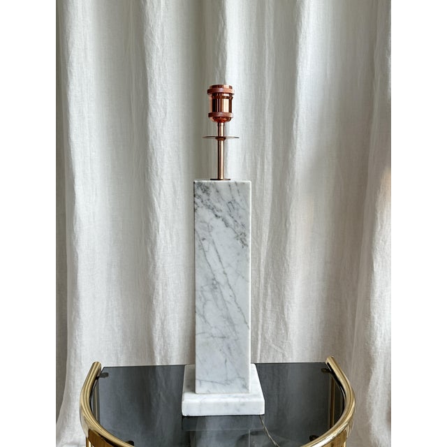 Large Marble and Copper Table Lamps with Velvet Shade from Hilton Hotel, 1980s, Set of 2 For Sale - Image 10 of 18