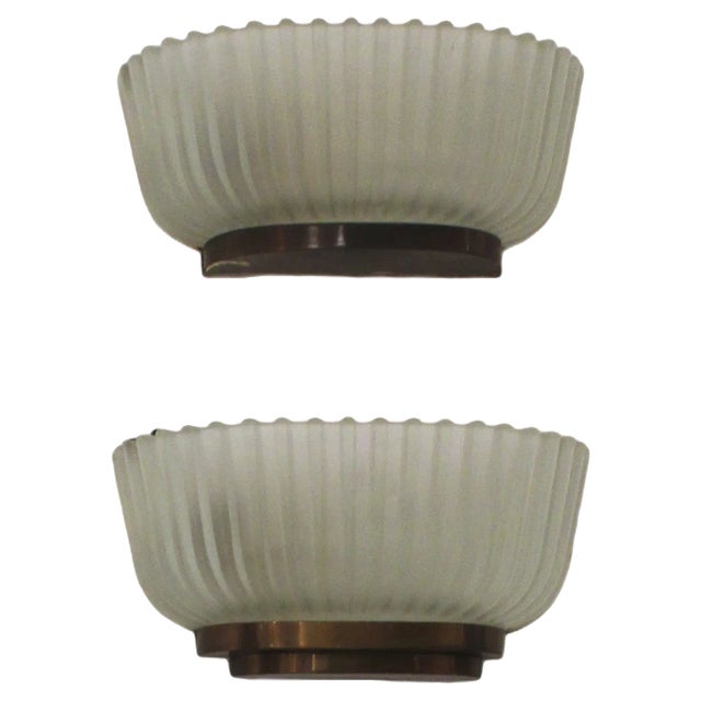 Mid-Century Modern Italian Wall Lamps by Archimede Seguso, 1940s, Set of 2 For Sale