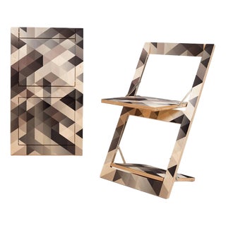 Fläpps Folding Chair in Criss Cross Grey on Birch from Ambivalenz For Sale
