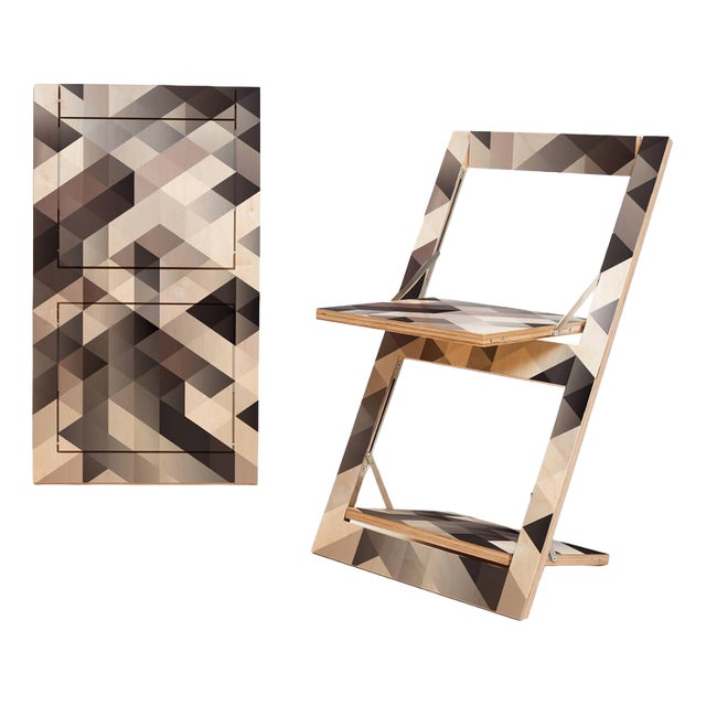 Fläpps Folding Chair in Criss Cross Grey on Birch from Ambivalenz For Sale