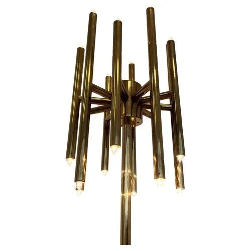 Mid-Century Brass Floor Lamp in style of Gaetano Sciolari, 1980s For Sale - Image 9 of 9