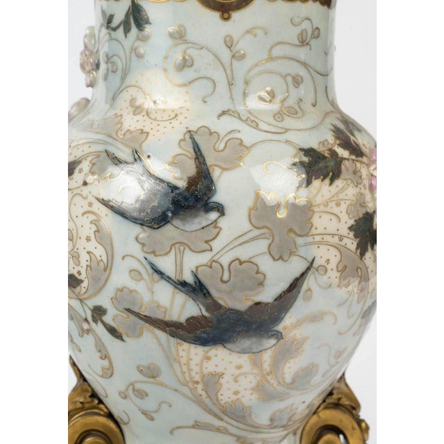 Large Enameled Porcelain Vase by Albert Damousset, Early 20th Century For Sale - Image 9 of 14