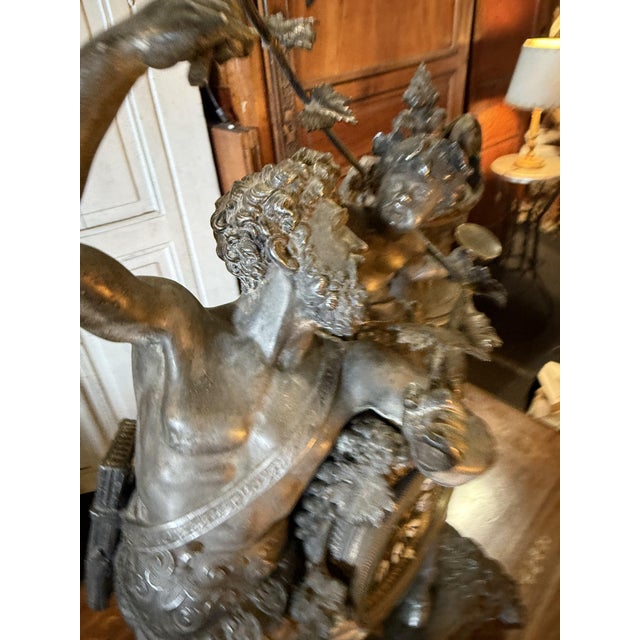 Napoleon III Three-Piece Mantelpiece Set in Spelter with Bronze Patina, 1870, Set of 3 For Sale - Image 6 of 11