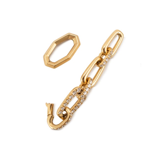 Modern David Yurman 18k Yellow Gold Pave Diamond Multi-Link Dangle Drop Earrings For Sale - Image 3 of 8