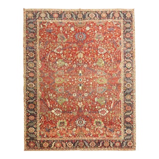 Early 20th Century Zabihi Collection Rare Jewel Toned Persian Heriz Serapi Rug - 8'8" x 10'9" For Sale