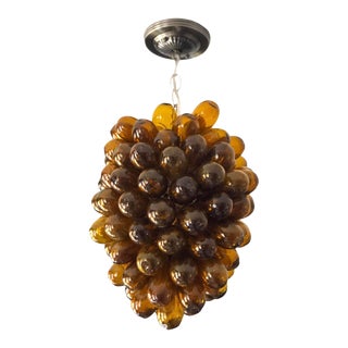 Golden Topaz Color Light Fixture of Hand Blown Glass For Sale