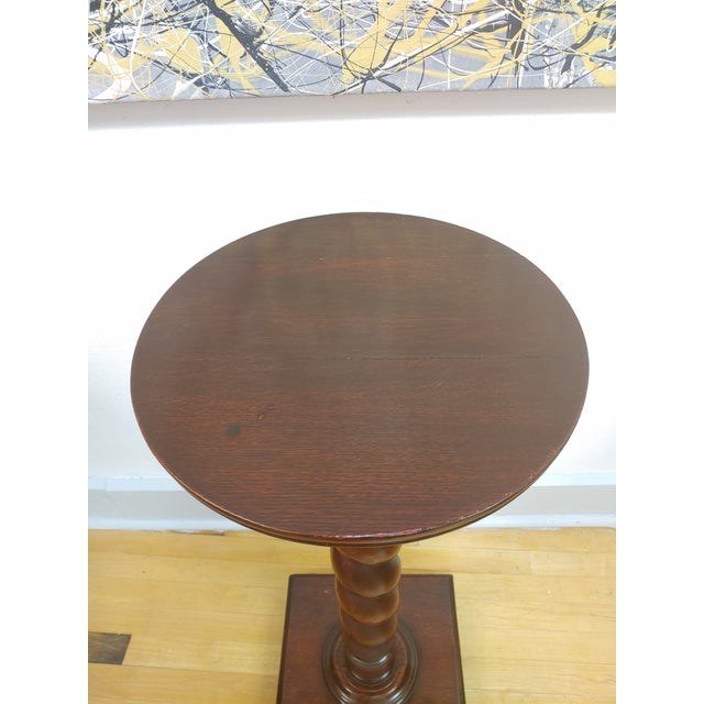 English Antique English Oak Barley Twist Plant Stand For Sale - Image 3 of 7
