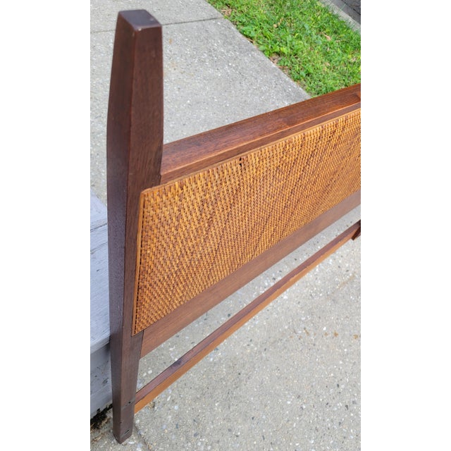Wood 1960s King Walnut Headboard With Full Width Cane Insert in the Style of Jack Cartwright For Sale - Image 7 of 13