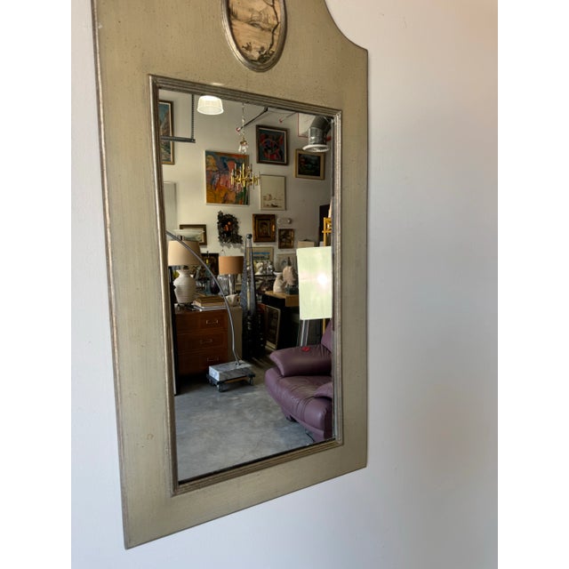 Greige 1960s Vintage Italian Hand-Painted Neoclassical Wall Mirror For Sale - Image 8 of 12