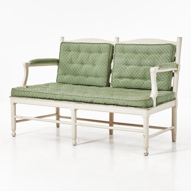 A traditional Gripsholm sofa from the turn of the century around 1900. Painted wood, loose upholstery, the dimensions are...