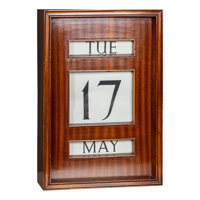 Vintage Striped Wood Perpetual Desk / Wall Calendar, 1970s For Sale