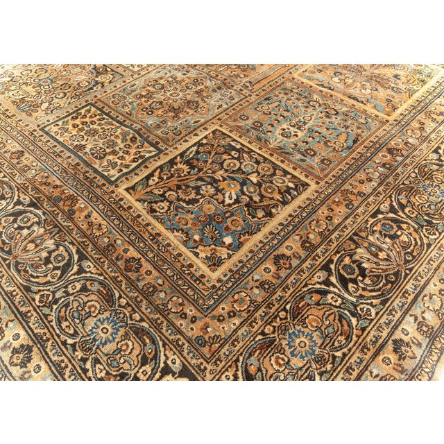 Early 20th Century Persian Meshad Rust-Blue, Walnut and Brown Handmade Wool Rug For Sale In New York - Image 6 of 9