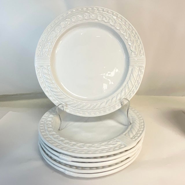 1980s Vintage Anthropologie Portuguese Rope and Chain Ironstone Dinnerware - Set of 18. For Sale - Image 6 of 9
