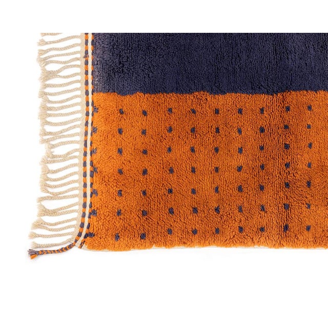 Modern Color-Block Hand-Knotted Moroccan Wool Rug | 10'2" X 8'3" | One of a Kind For Sale - Image 4 of 10