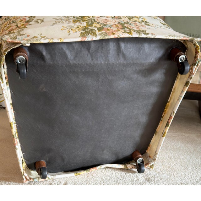 Late 19th Century Vintage Floral Upholstered Club Chair With Skirted Base, C. 1970s–1980s For Sale - Image 5 of 9
