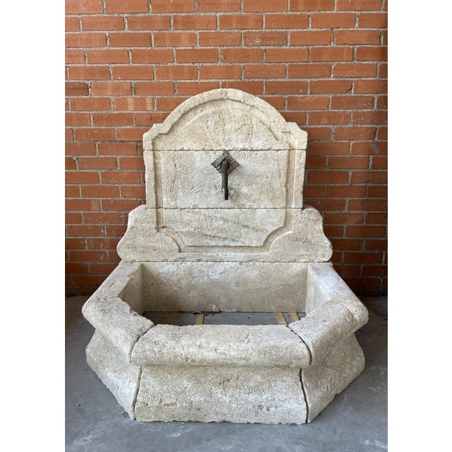 Metal Menerbes, Small Limestone Wall Fountain, South of France For Sale - Image 7 of 11