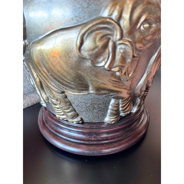 Vintage Gold Embossed Elephant Lamp For Sale - Image 6 of 12