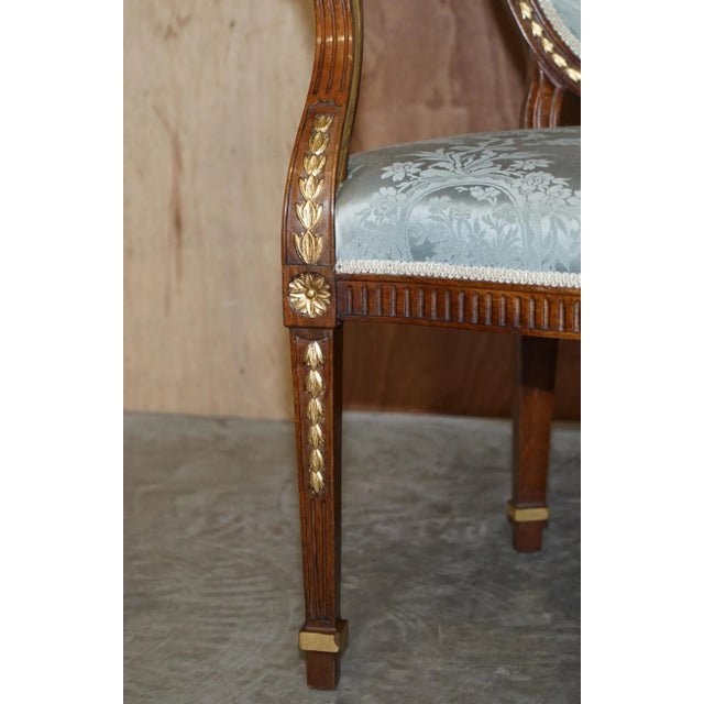 George Hepplewhite Style Hardwood Giltwood Armchair, 1900s For Sale - Image 9 of 18