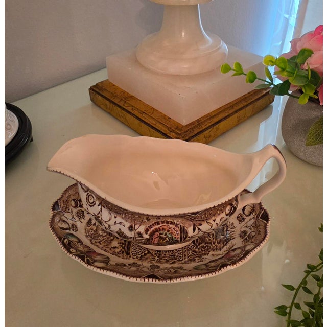 Vintage Johnson Brothers Gravy Boat and Relish Underplate England 2-Pieces For Sale - Image 11 of 11