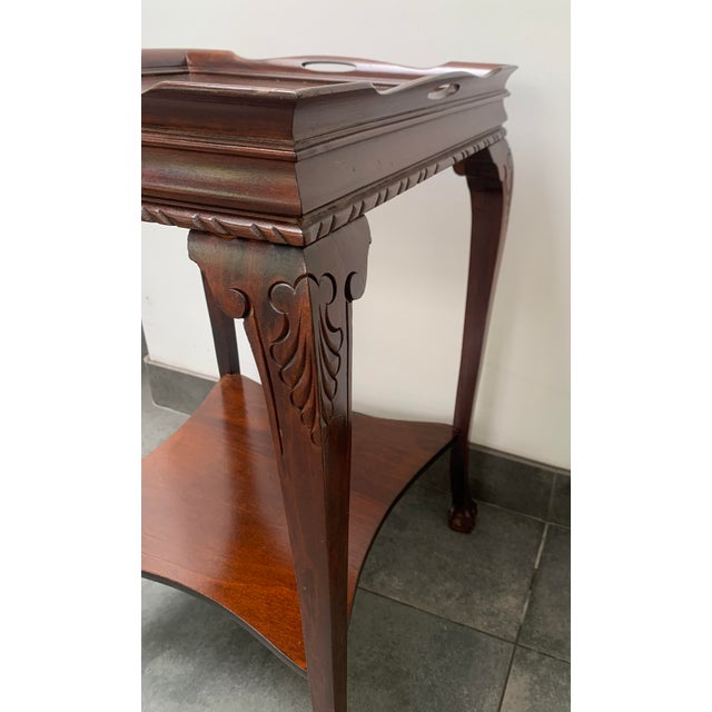 Chippendale Vintage Chippendale Gallery Top Claw & Ball Side Table For Sale - Image 3 of 6