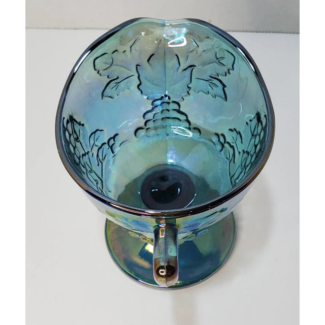1970s Indiana Harvest Grape Blue Carnival Glass Creamer For Sale In Nashville - Image 6 of 7