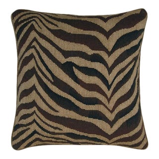 Aubusson Black Zebra Striped Throw Pillow For Sale