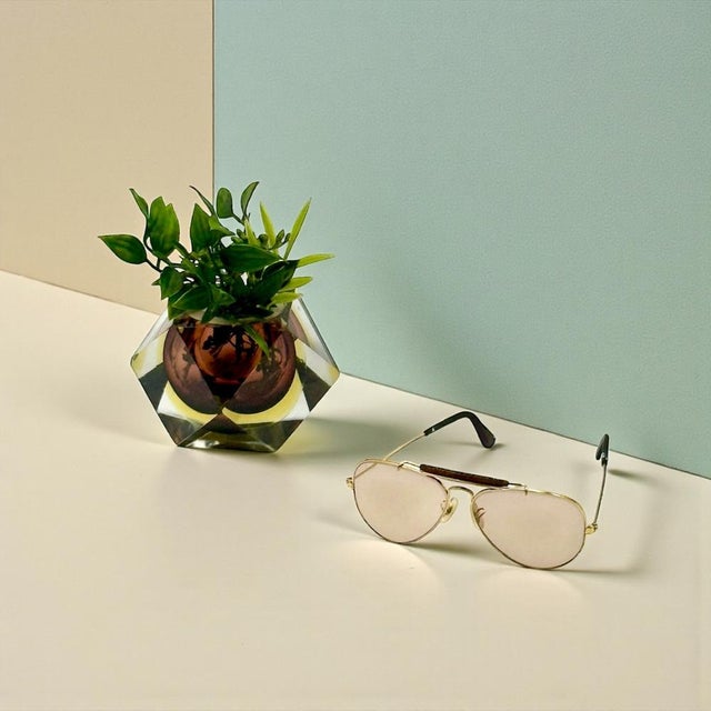 Mid-Century Modern Geometric Sommerso Glass Vase, 1970s For Sale - Image 3 of 13