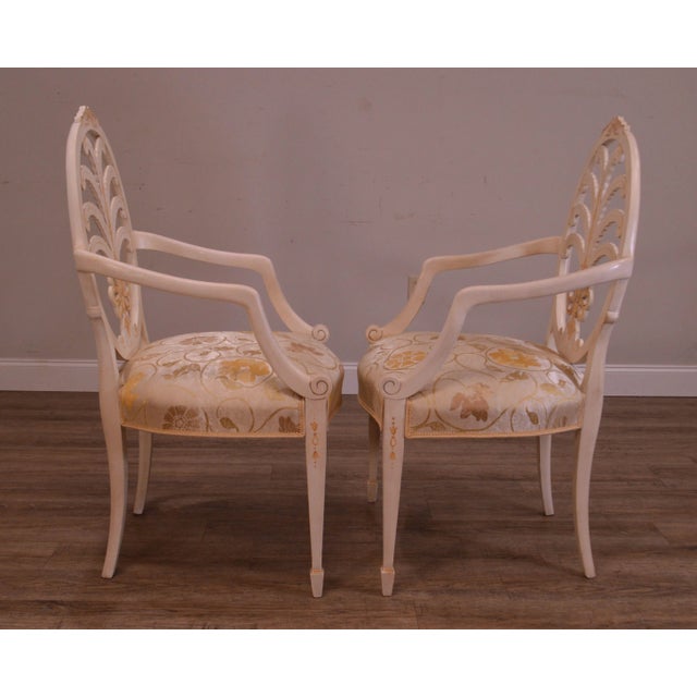 Hepplewhite Style Custom Adams Hand Painted Prince of Wales Armchairs - a Pair For Sale In Philadelphia - Image 6 of 12