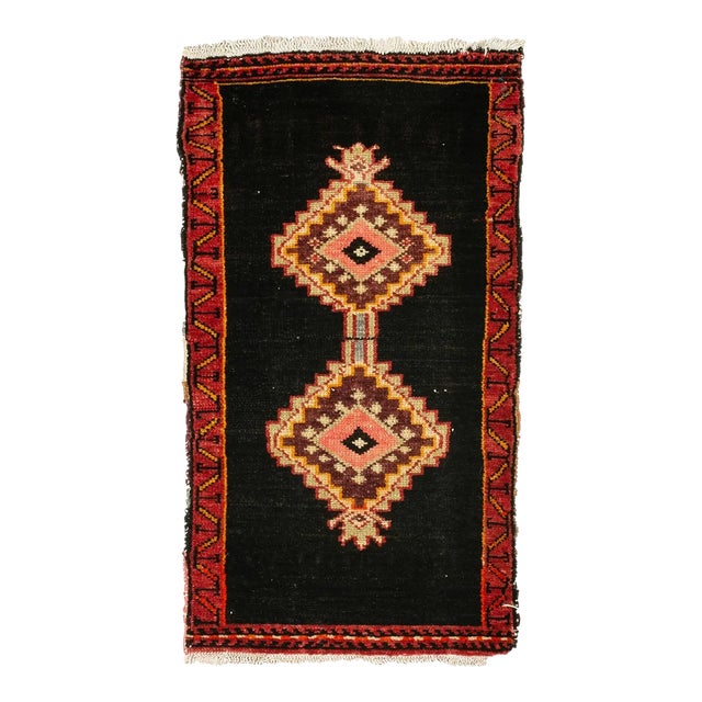 Red & Black Vintage Mini Rug For Sale