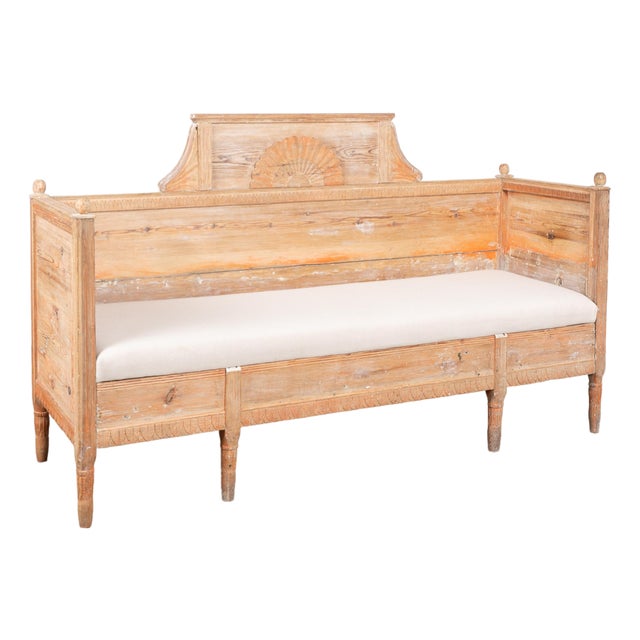 Early 19th Century Swedish Gustavian Pine Bench For Sale