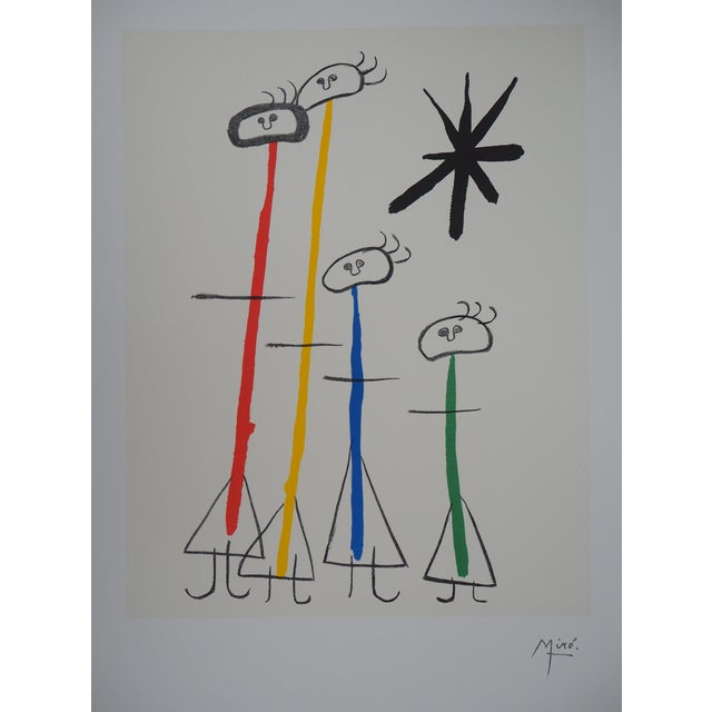 After Joan Miro, Surrealist Family with the Star, Lithograph For Sale