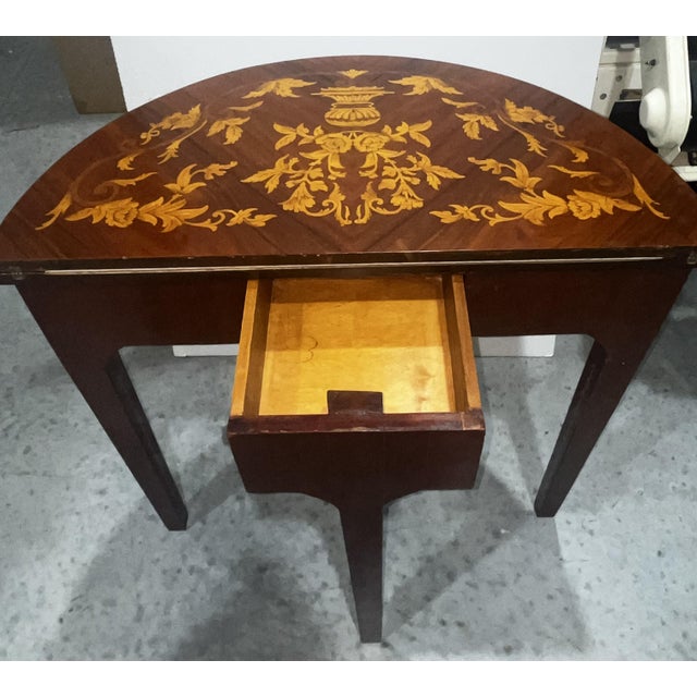 Traditional Late 20th Century Expandable Demi-Lune Console Table to Round Dining Table For Sale - Image 3 of 8