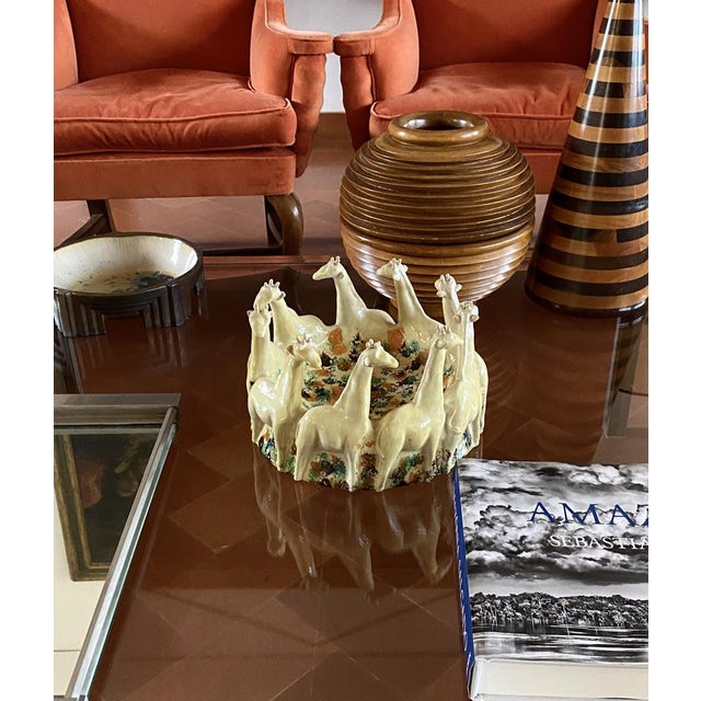 Postmodern Giraffe Ceramic Centerpiece or Vide Poche from ND Dolfi Montelupo Italy, 1990s For Sale - Image 15 of 18
