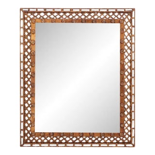 A Gold Mirror With Lattice Design Circa 1950. For Sale